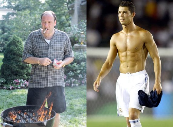 Images comparing Tony Soprano and David Beckham