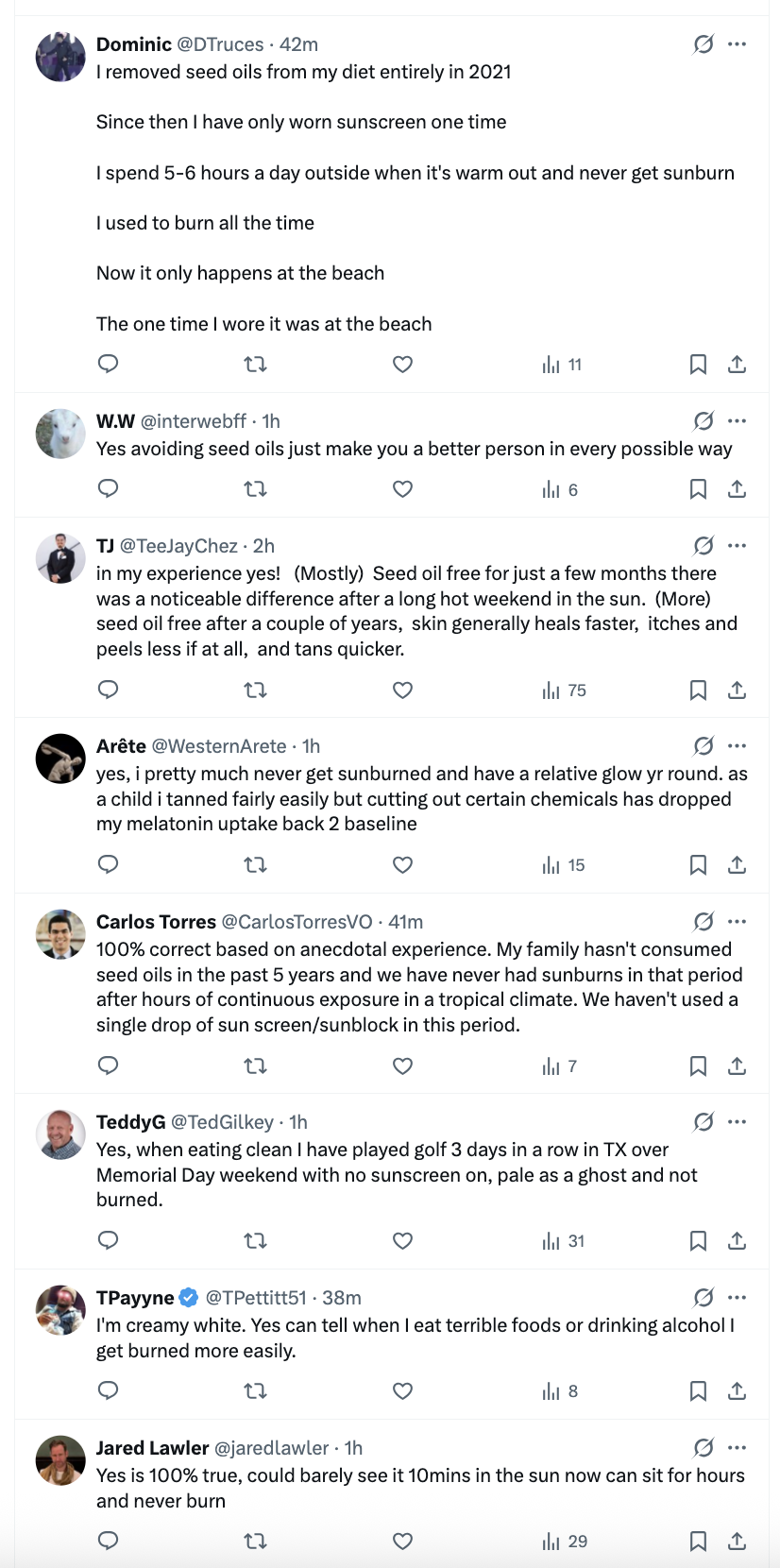 answers about seed oils and sunburn