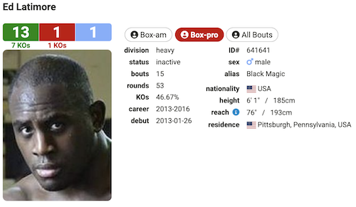 Ed Latimore's Pro boxing record