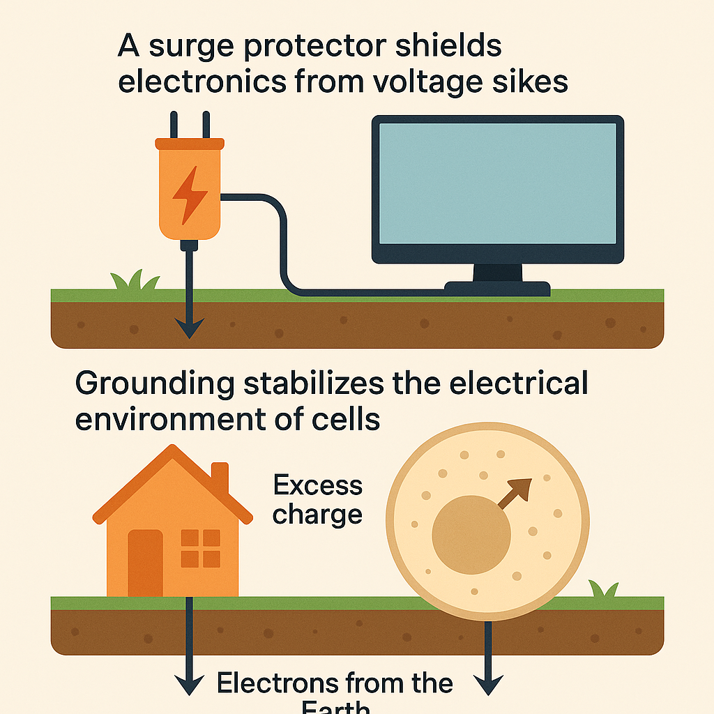 Grounding stabilizes electronic environment of cells