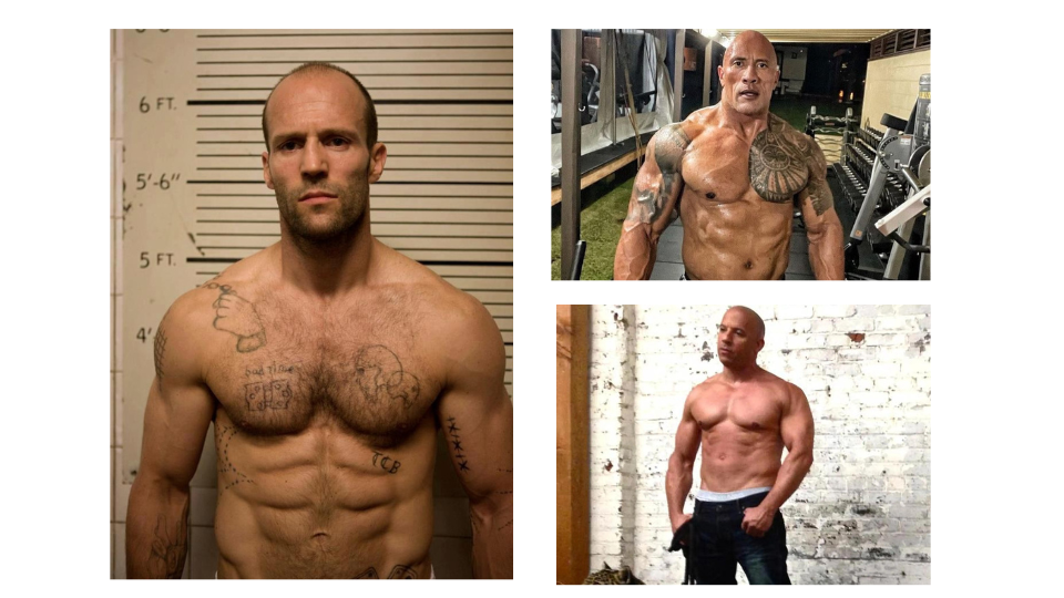 Jason Statham, The Rock, and Vin Diesel all have have physiques and they're bald
