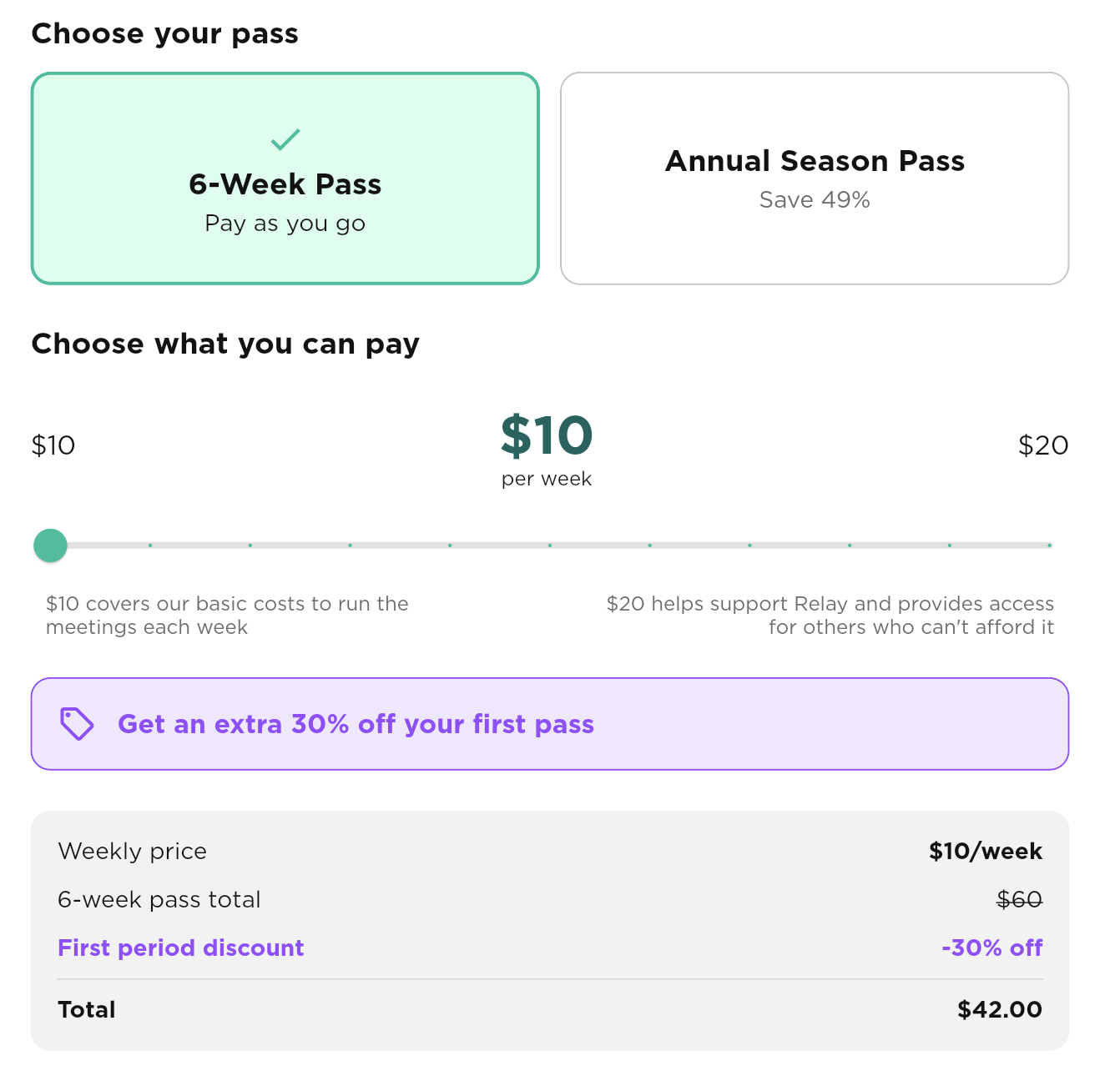 Relay pricing options