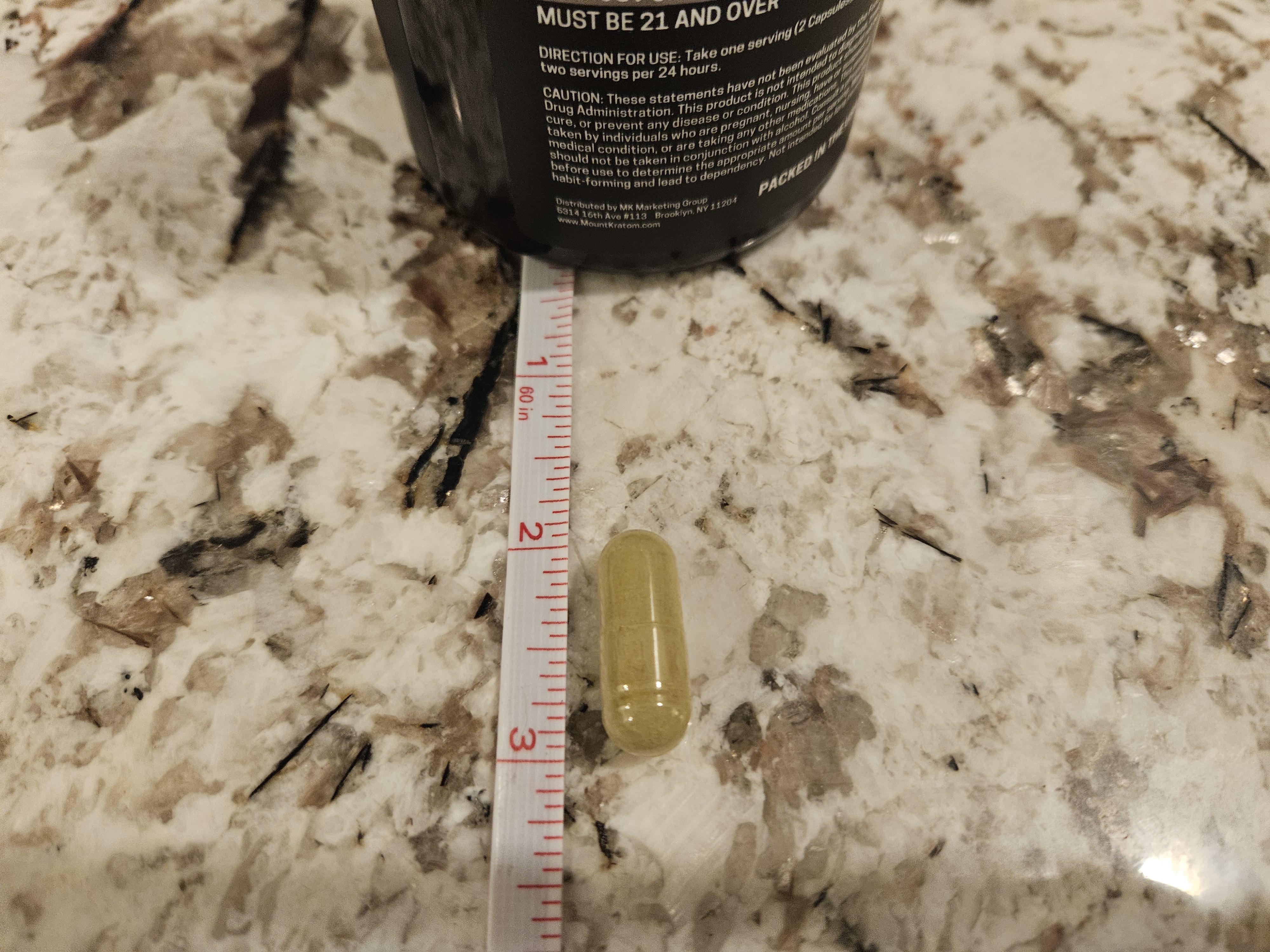 Kratom's pill size