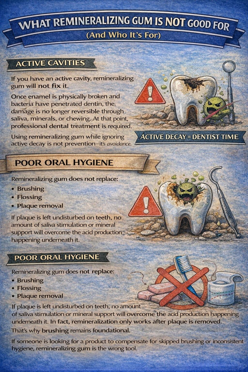 what remineralizing gum is not good for