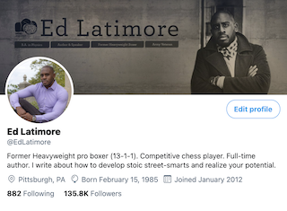 Screenshot of Ed Latimore's Twitter profile