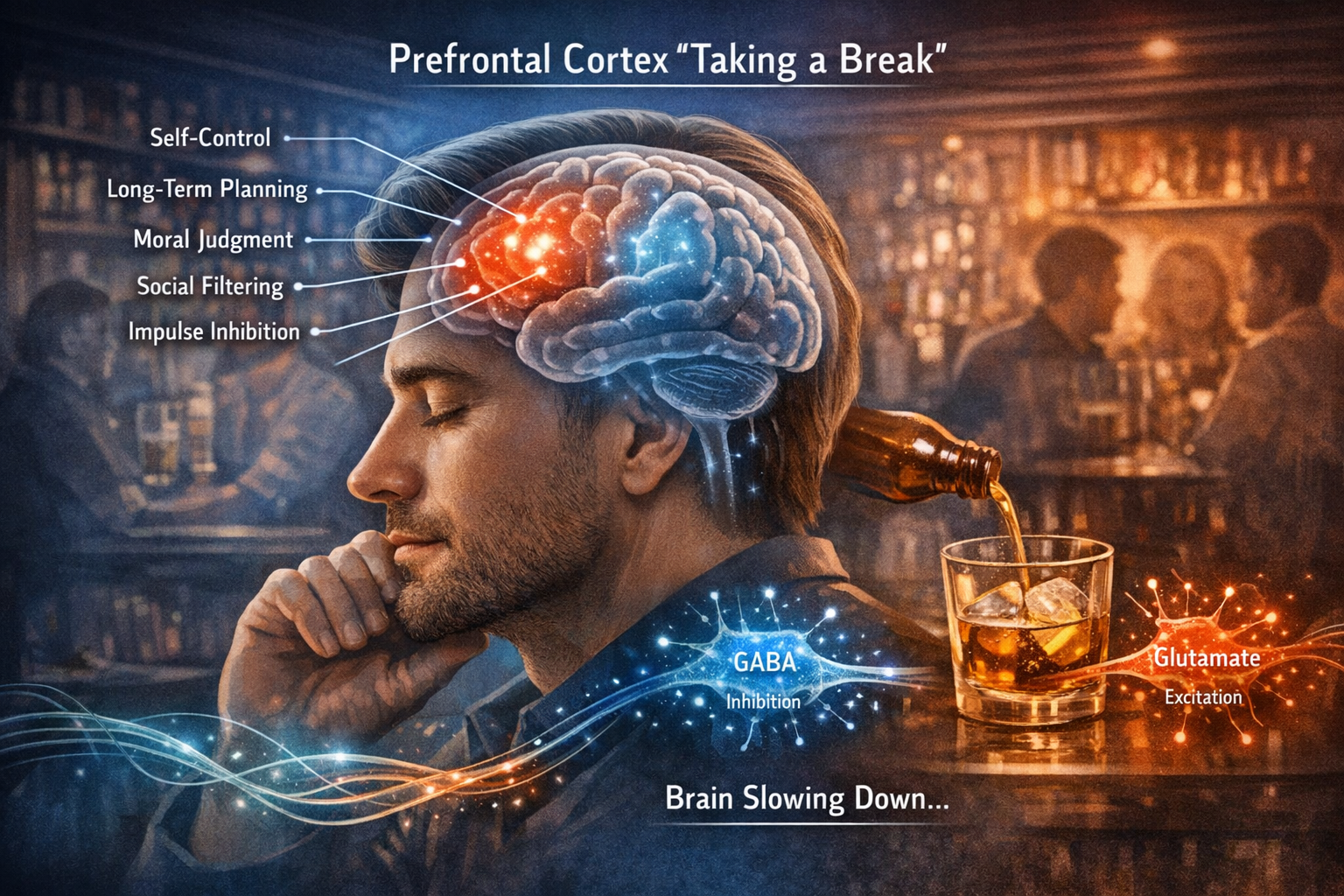 Alcohol effect on pre-frontal cortex
