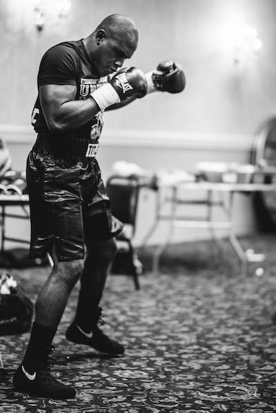 Photo of Ed Latimore shadowboxing before a fight