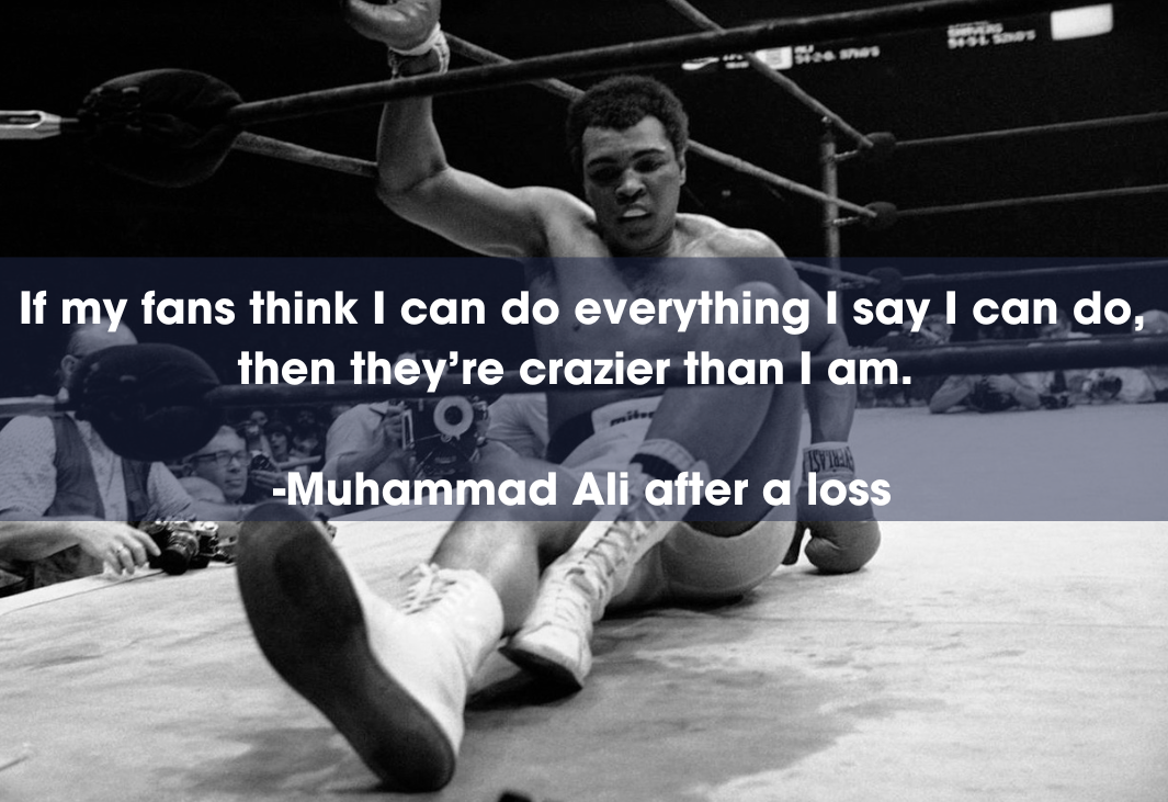 muhammad ali boxing quote on losing and dealing with fans
