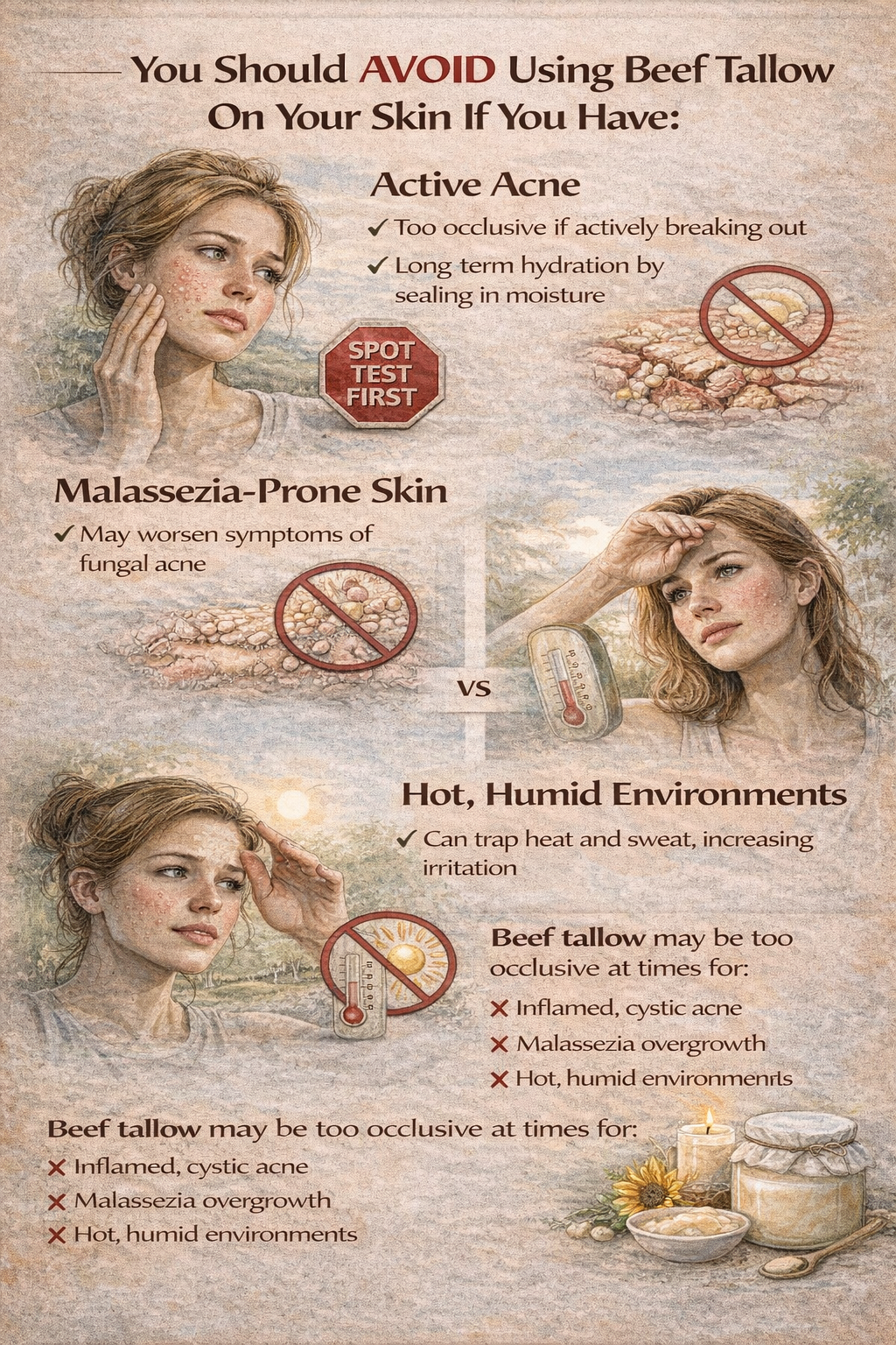 Who should avoid using beef tallow on their skin