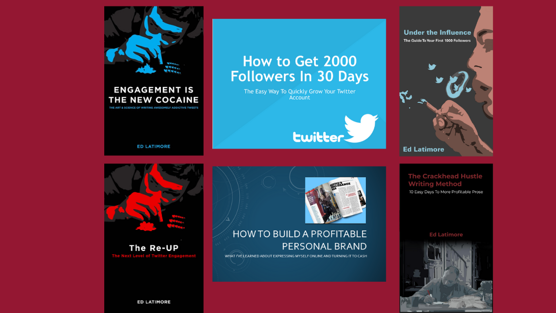 This package by Ed Latimore will teach you the writing and engagement secrets to go from 0 to over 100k followers. Of his courses and guides on Twitter for only $97!